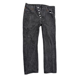 Levis 501 Jeans Men's 32x30 Black Garment Dyed Stone Wash Faded Button Fly